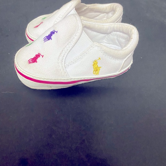 Ralph Lauren White and Pink Baby Walker Shoes. Size 3 - Picture 5 of 8